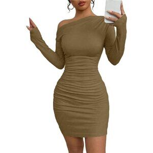 Off The Shoulder Dress for Women Brown